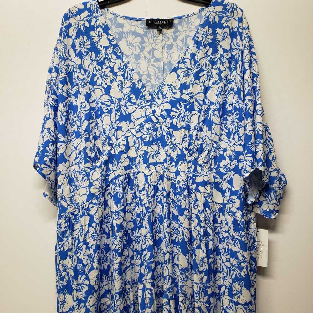 Eloquii Blue and White Floral Print Tiered Maxi D… - image 7