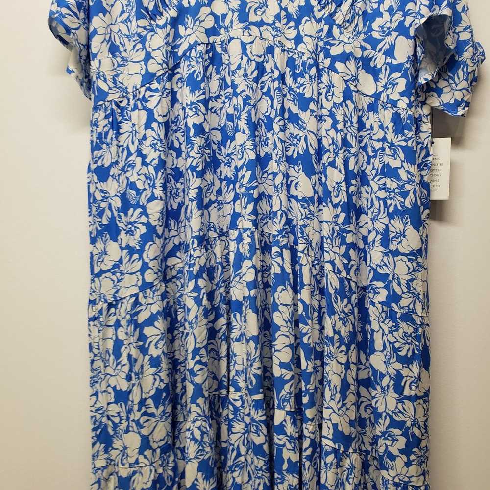 Eloquii Blue and White Floral Print Tiered Maxi D… - image 8