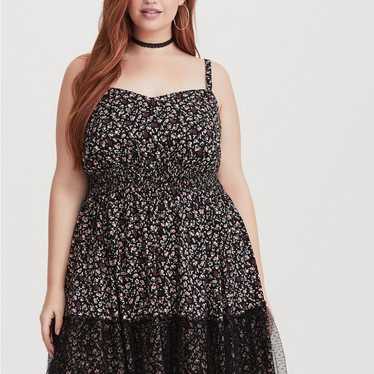 Torrid Black Floral Lace Challis Dress 2x