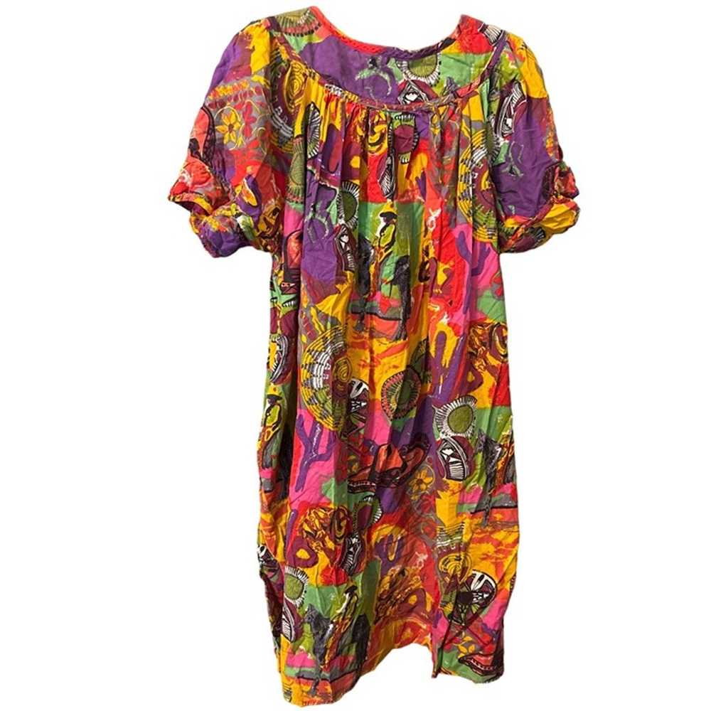 Women's 2X MuuMuu Dress Naqui 100% Cotton Pockets… - image 2