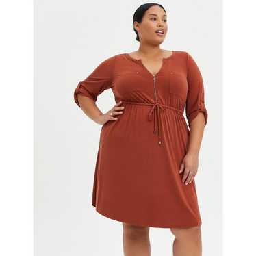 Torrid Mini Studio Cupro Zip-Front Shirt Dress in 