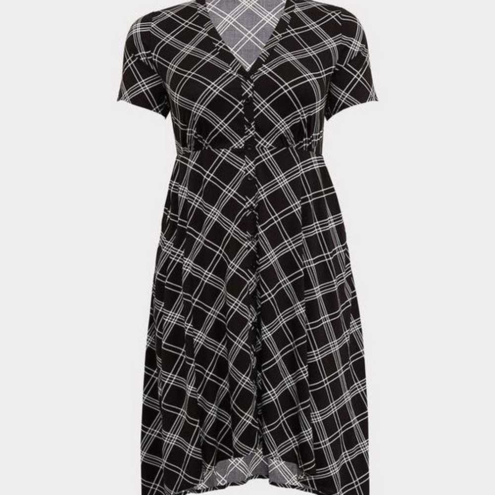 Torrid black plaid Midi Challis Shirt Dress plus … - image 1