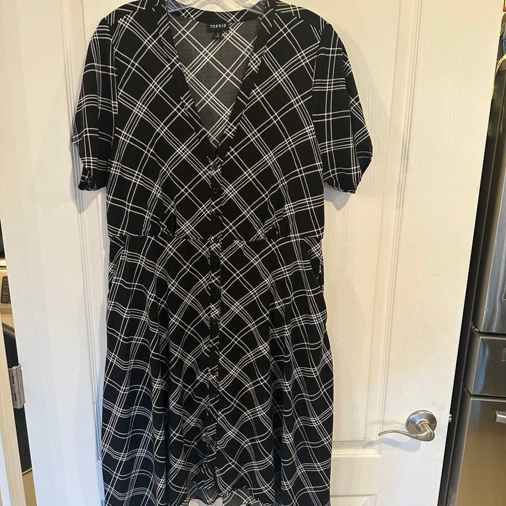 Torrid black plaid Midi Challis Shirt Dress plus … - image 2