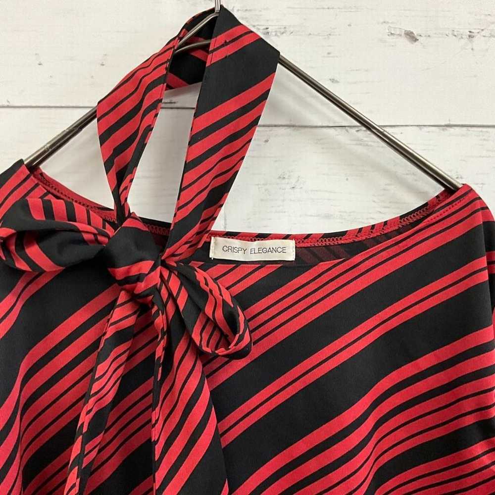 Crispy Elegance Black x Red Bowtie Stripe Long-Sl… - image 2