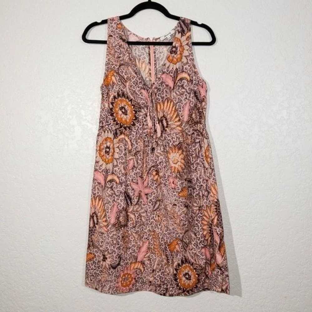 Madewell Peach Bali Blooms Lace Up Shift Dress Si… - image 1