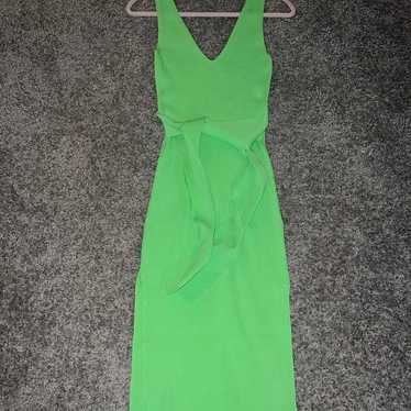 Neon Green Slit Midi Dress