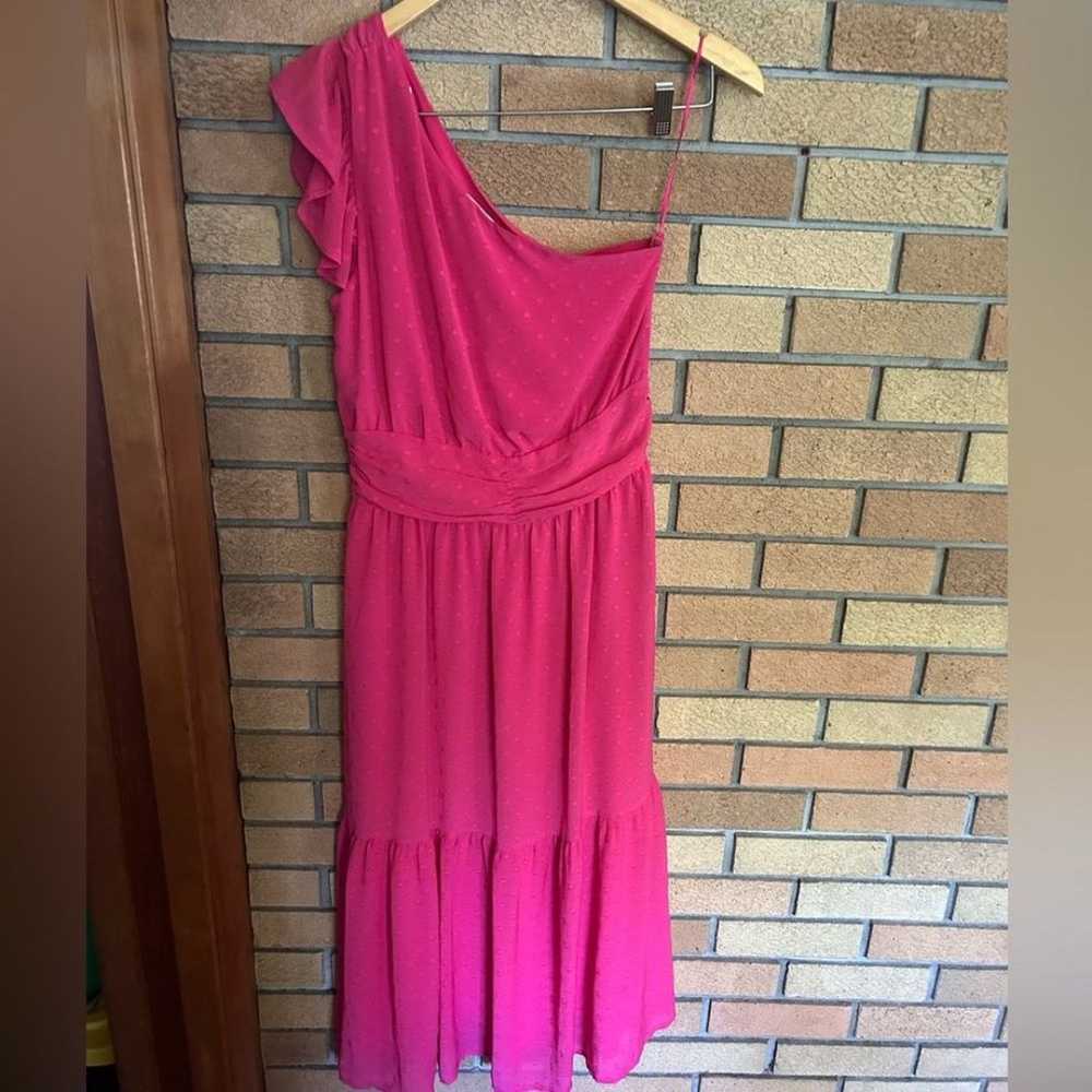 Chelsea28 Pink Polka Dot One Shoulder Flowy Midi … - image 2