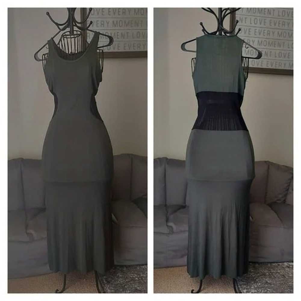 NWOT Lipstick - maxi, military green Dress with s… - image 2