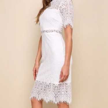 Lulus white sheer lace short sleeve midi Dress