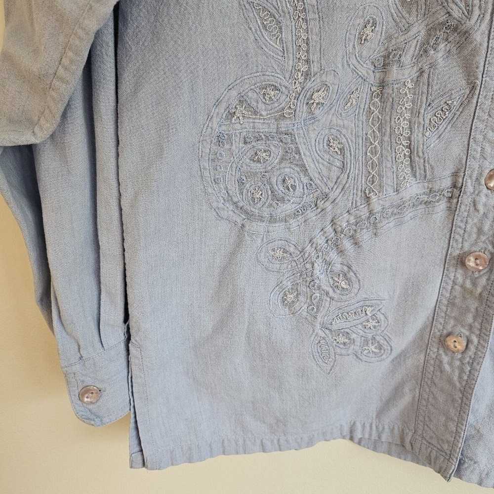 Vtg 90s Silver Threads Shirt Womens Sm Blue Denim… - image 9