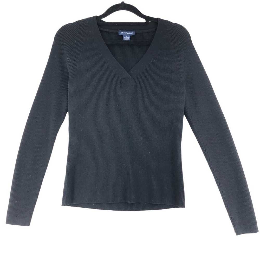 Ann Taylor Womens Size S V Neck Sweater Top Ribbe… - image 1