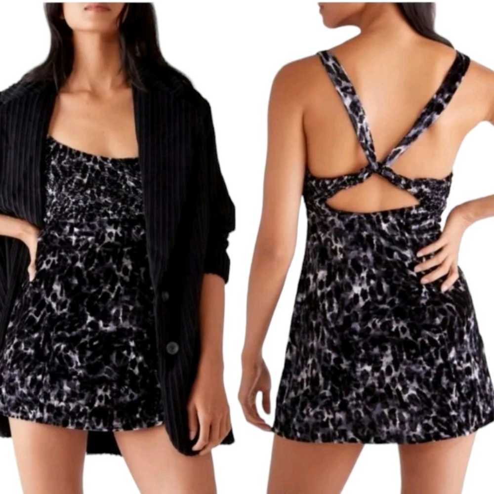 Free People Virgo Moon Velvet Leopard Mini Dress … - image 1