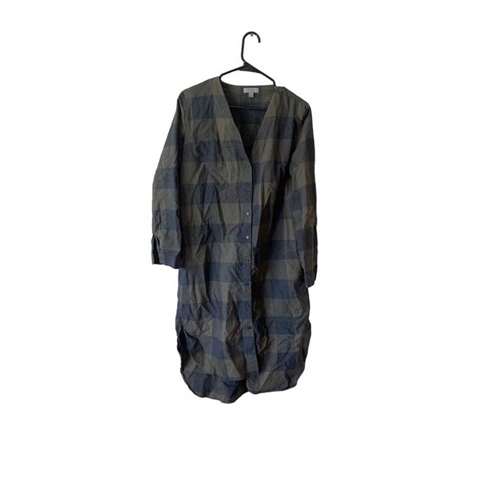 COS Women's V Neck Checkered Lagenlook Cotton Lon… - image 2