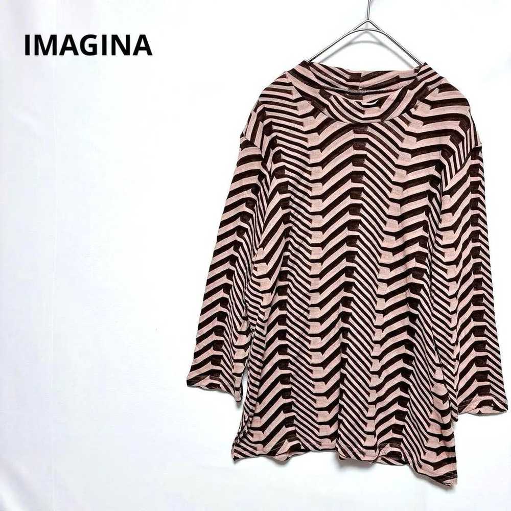 Blouse, geometric pattern, U-neck, 100% cotton, m… - image 1