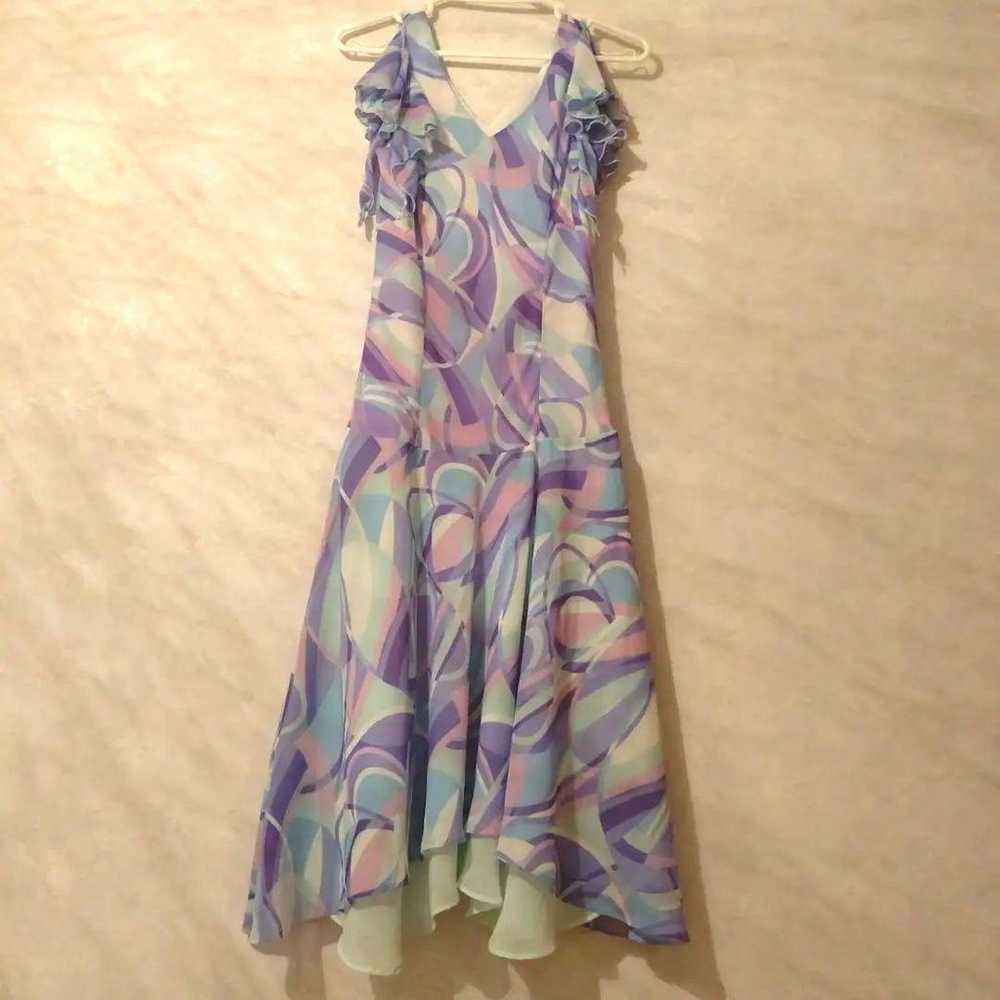 ESPRITMUR Abstract Pattern Cami Dress with Frills… - image 1