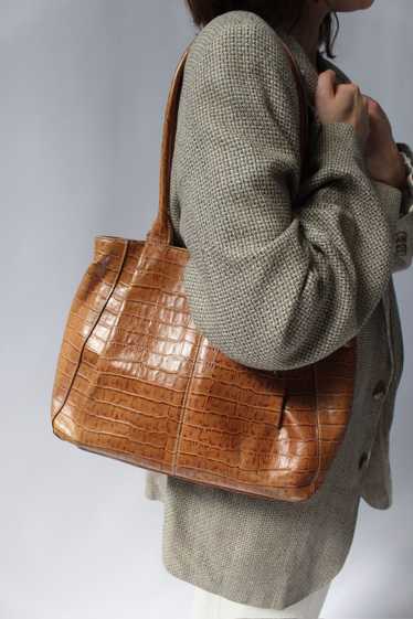 90s Caramel Embossed Leather Purse - image 1