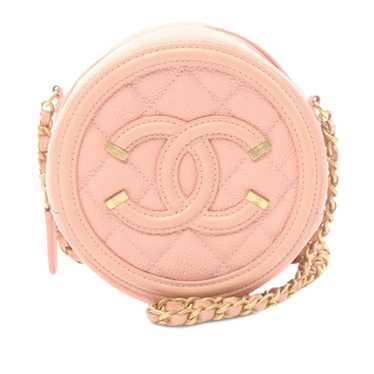 Pink Chanel Caviar CC Filigree Round Crossbody