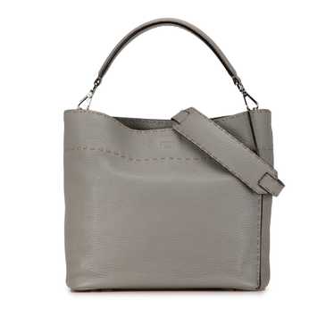 Gray Fendi Leather Selleria Anna Satchel