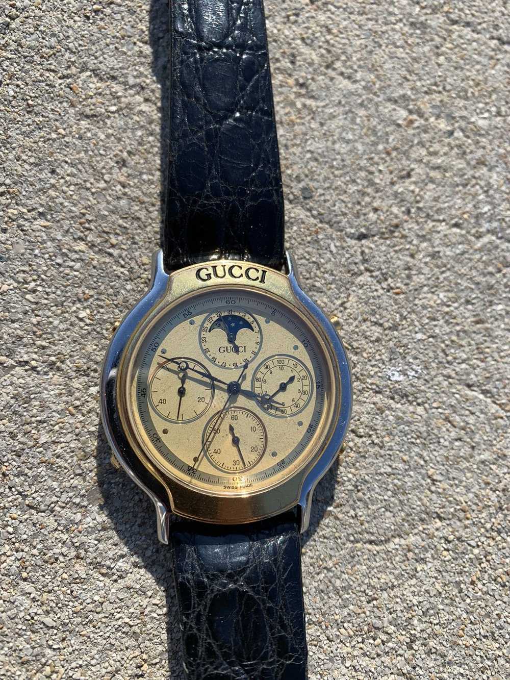 Gucci × Vintage Vintage Mens Gucci Watch Moon Chr… - image 2