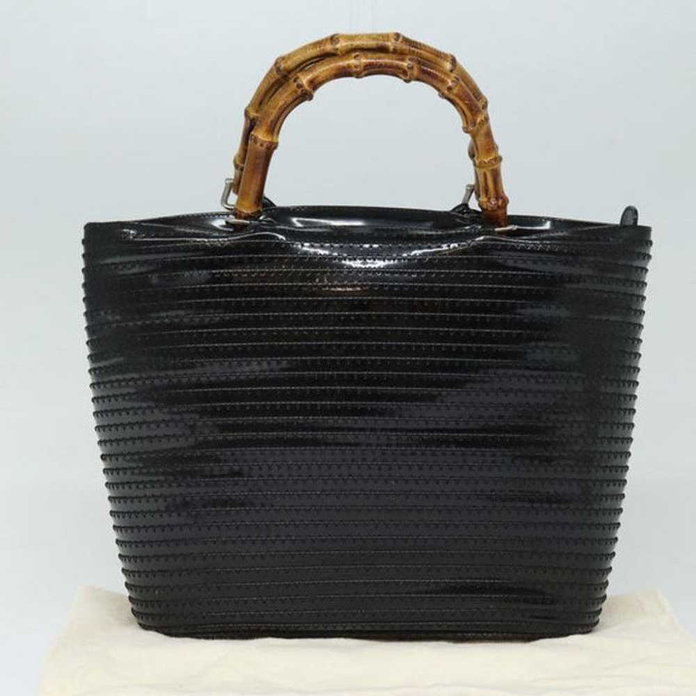 Gucci GUCCI Bamboo Hand Bag Enamel Black - image 12