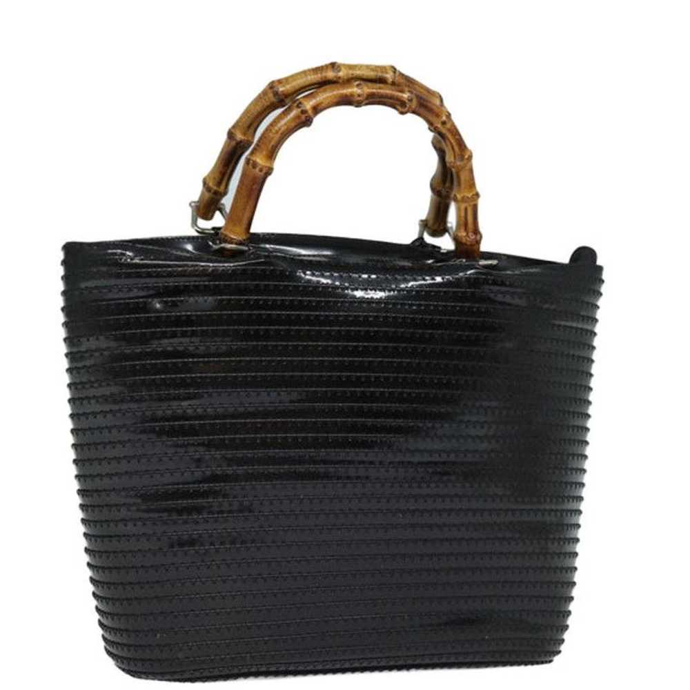 Gucci GUCCI Bamboo Hand Bag Enamel Black - image 1