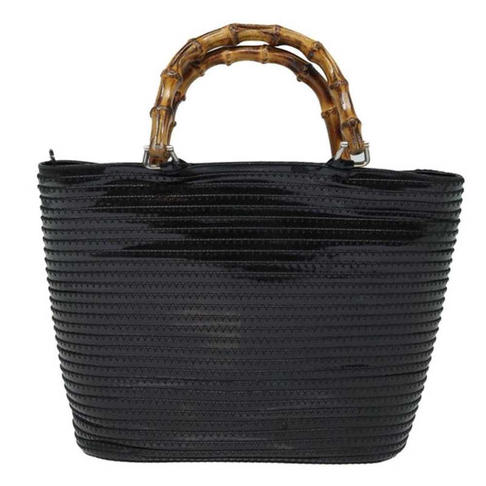 Gucci GUCCI Bamboo Hand Bag Enamel Black - image 2