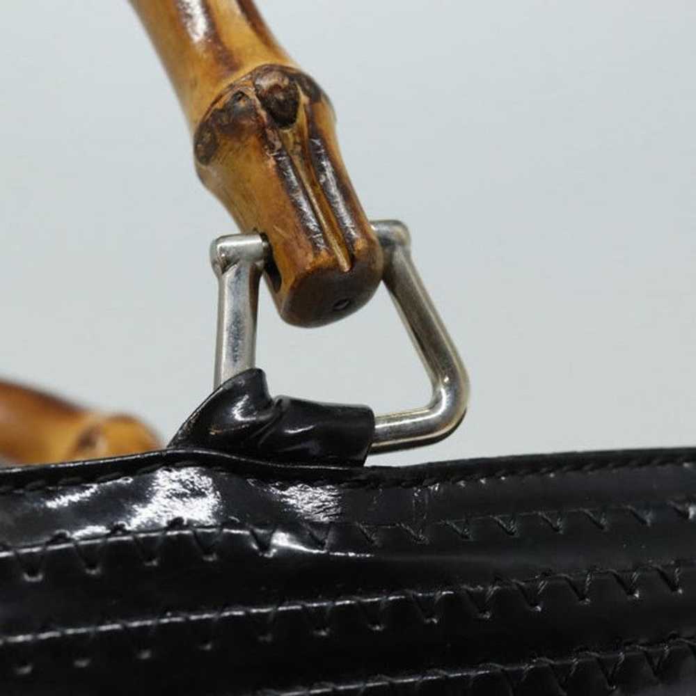 Gucci GUCCI Bamboo Hand Bag Enamel Black - image 9