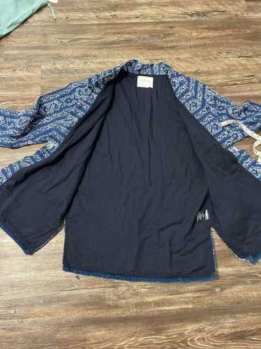 Velvet ndigo Dyed Kimono Fringe Frayed Denim Print