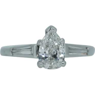 Platinum .65 Carats Pear Cut Diamond Ring