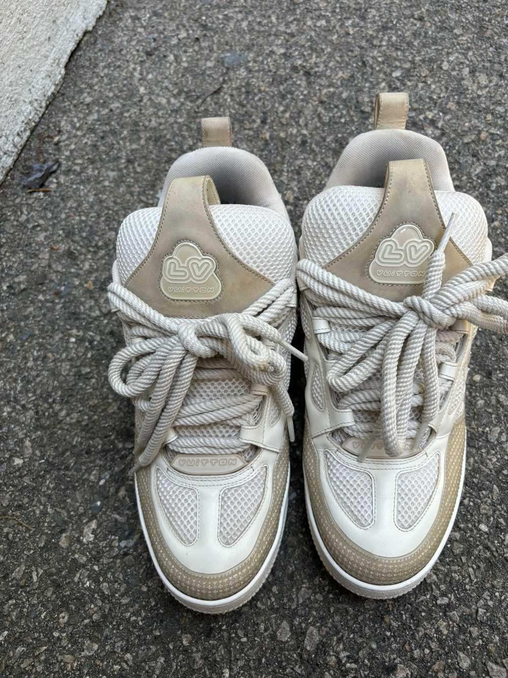 Louis Vuitton White and Beige Skate Sneakers - image 4