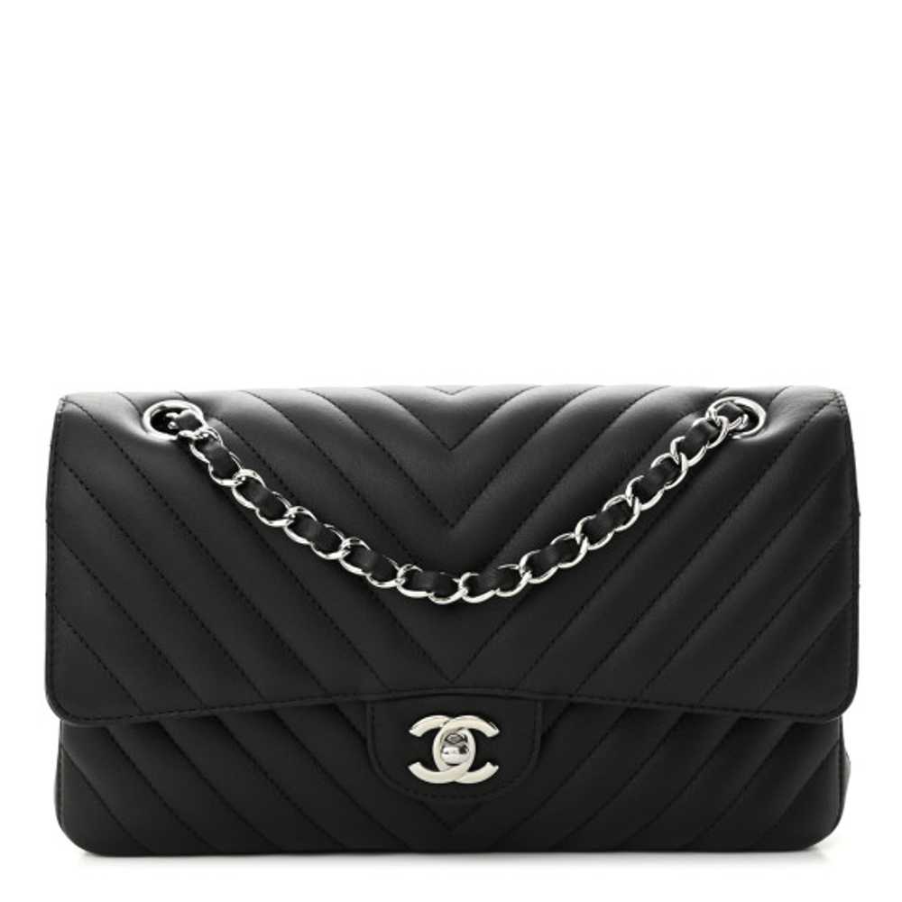 CHANEL Calfskin Chevron Quilted Medium Double Fla… - image 1