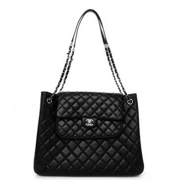 CHANEL Caviar Quilted Flap Tote Black