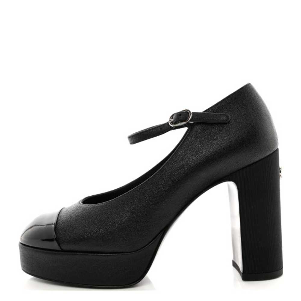 CHANEL Lambskin Patent Cap Toe Mary Jane Platform… - image 1