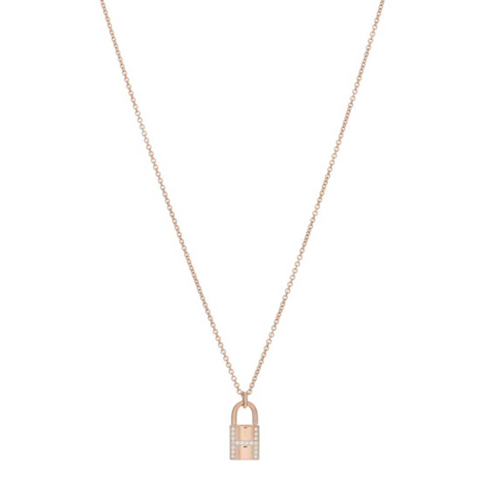 HERMES 18K Rose Gold Diamond Amulettes Cadenas Pe… - image 1