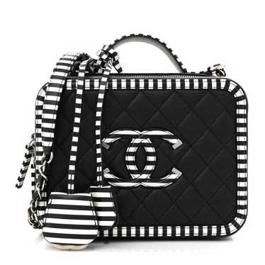 CHANEL Caviar Quilted Striped Medium CC Filigree … - image 1