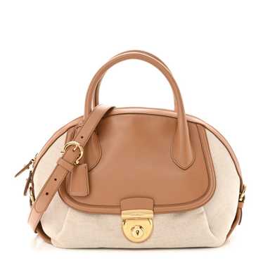 SALVATORE FERRAGAMO Canvas Calfskin Fiamma Bag Sie