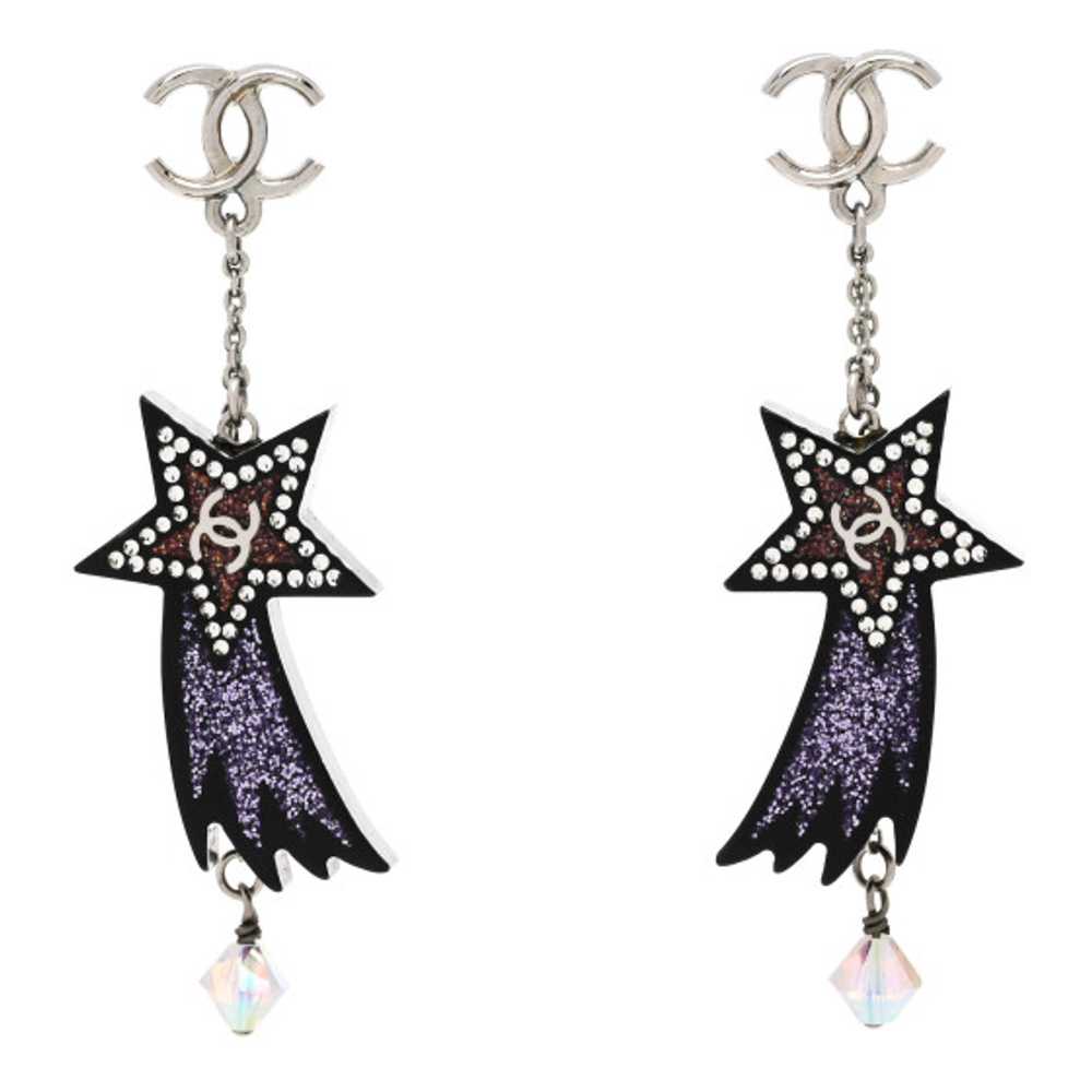 CHANEL Resin Crystal CC Shooting Star Dangle Earr… - image 1