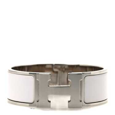 HERMES Enamel Wide Clic Clac H Bracelet GM White