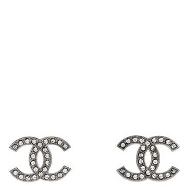 CHANEL Crystal CC Earrings Silver