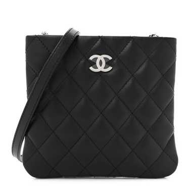 CHANEL Lambskin Quilted Crossbody Bag Black