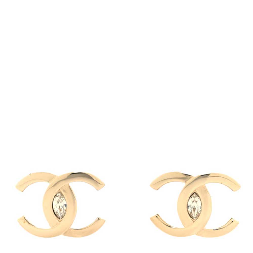 CHANEL Crystal CC Large Stud Earrings Gold - image 1