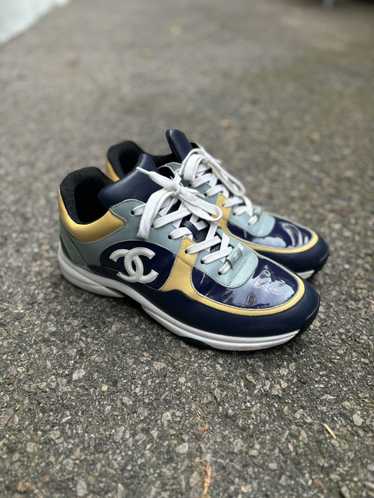 Chanel Navy and White CC Runners