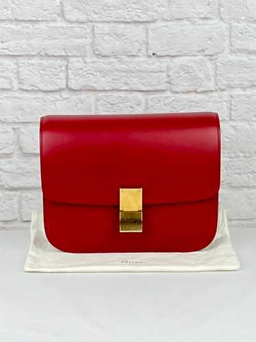 CELINE Box Calfskin Small Classic Box Flap Bag Red