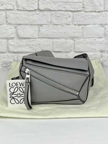 LOEWE Mini Puzzle Edge Leather Belt Bag, Grey