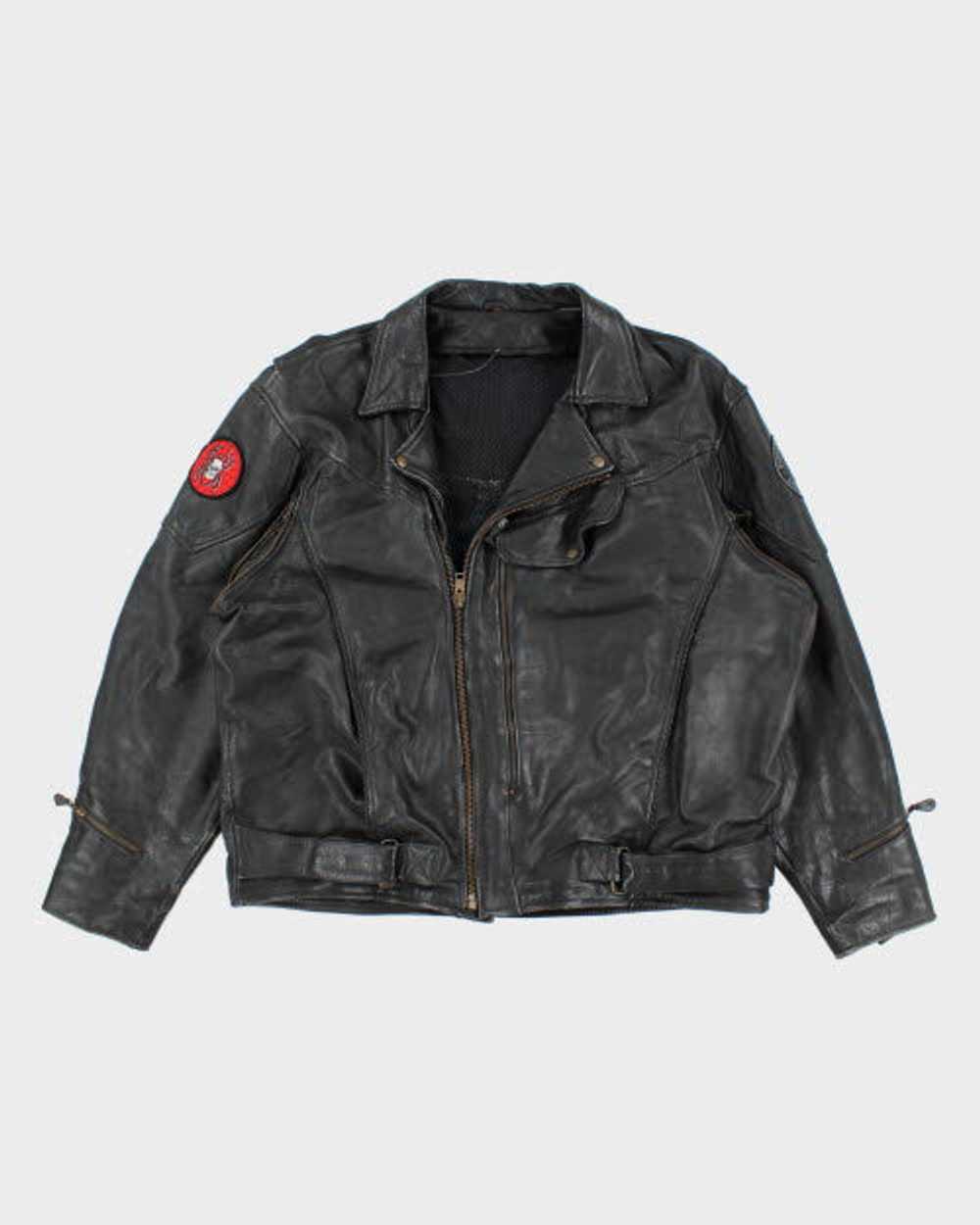 Vintage 90's Oversized Heavyweight Leather Biker … - image 1