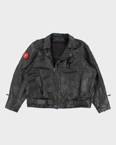 Vintage 90's Oversized Heavyweight Leather Biker … - image 1