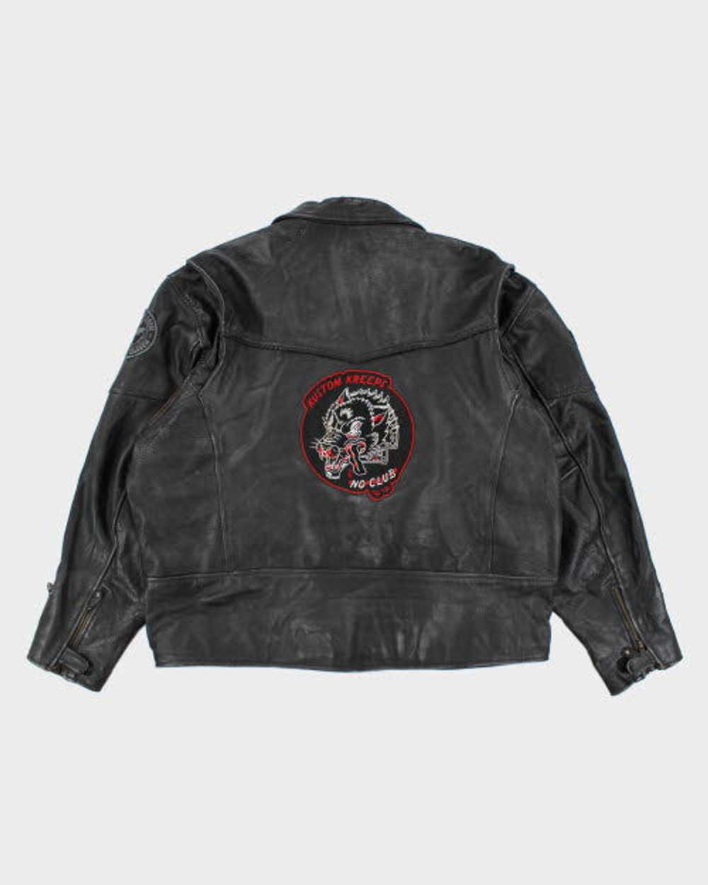 Vintage 90's Oversized Heavyweight Leather Biker … - image 2