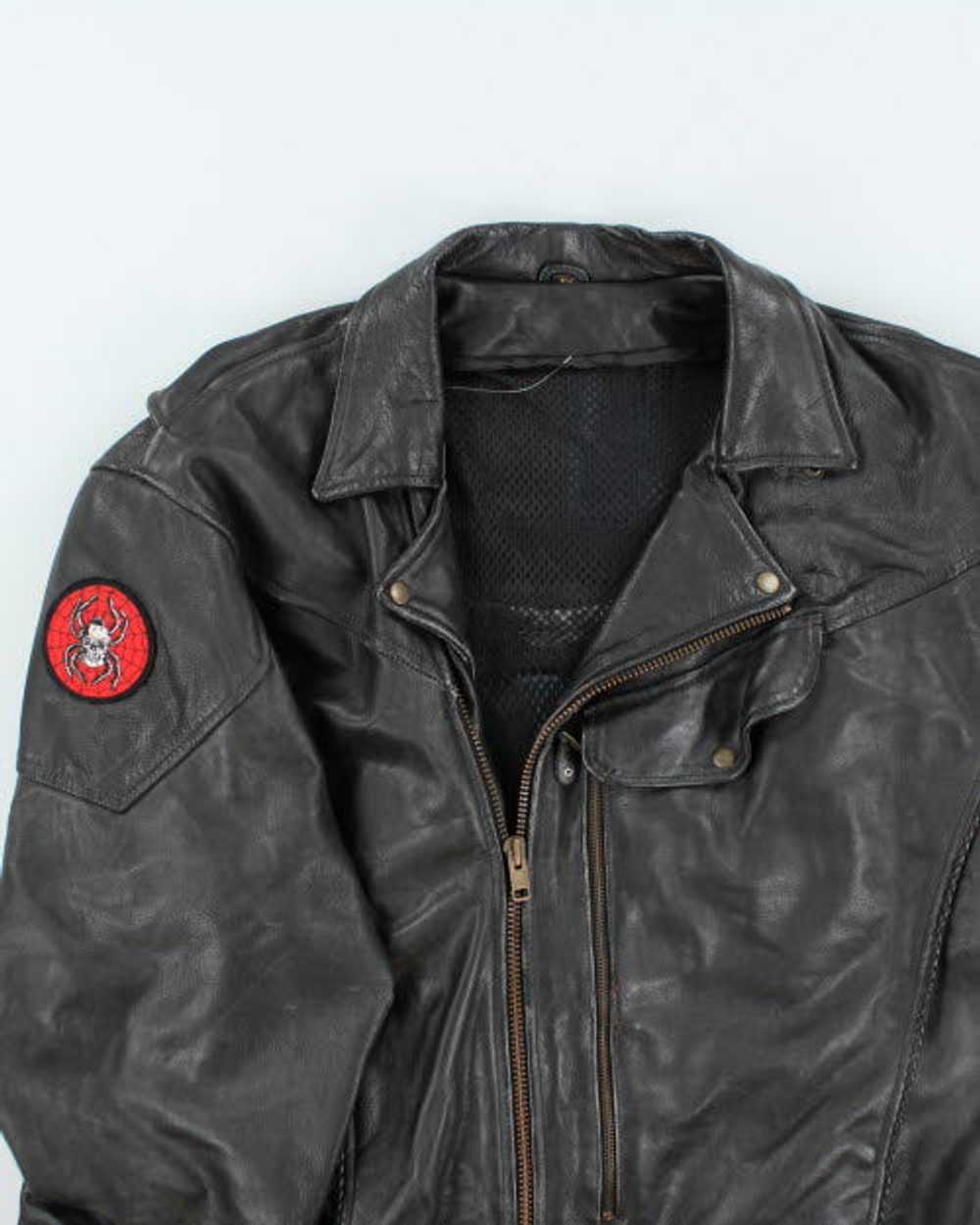 Vintage 90's Oversized Heavyweight Leather Biker … - image 3