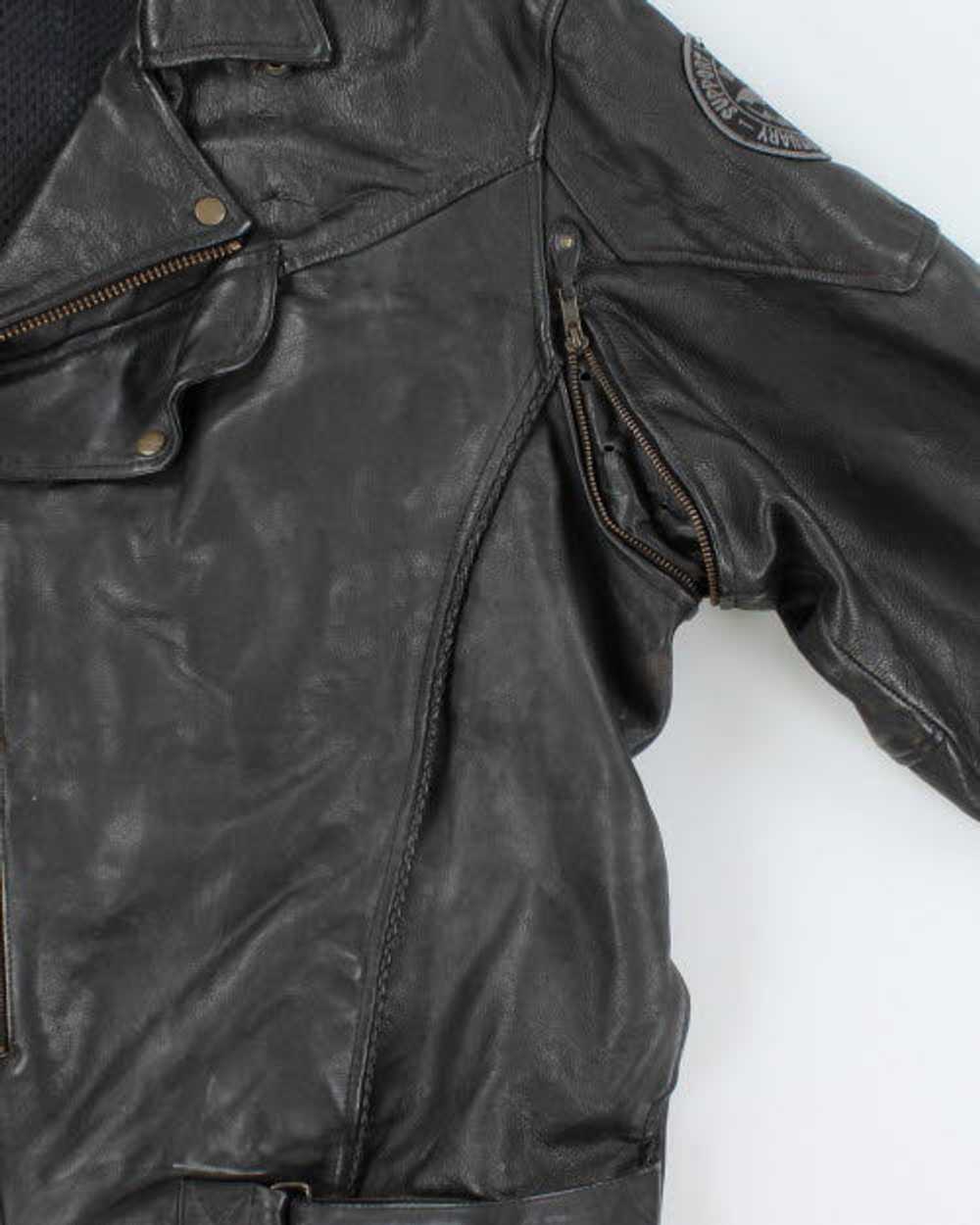 Vintage 90's Oversized Heavyweight Leather Biker … - image 4