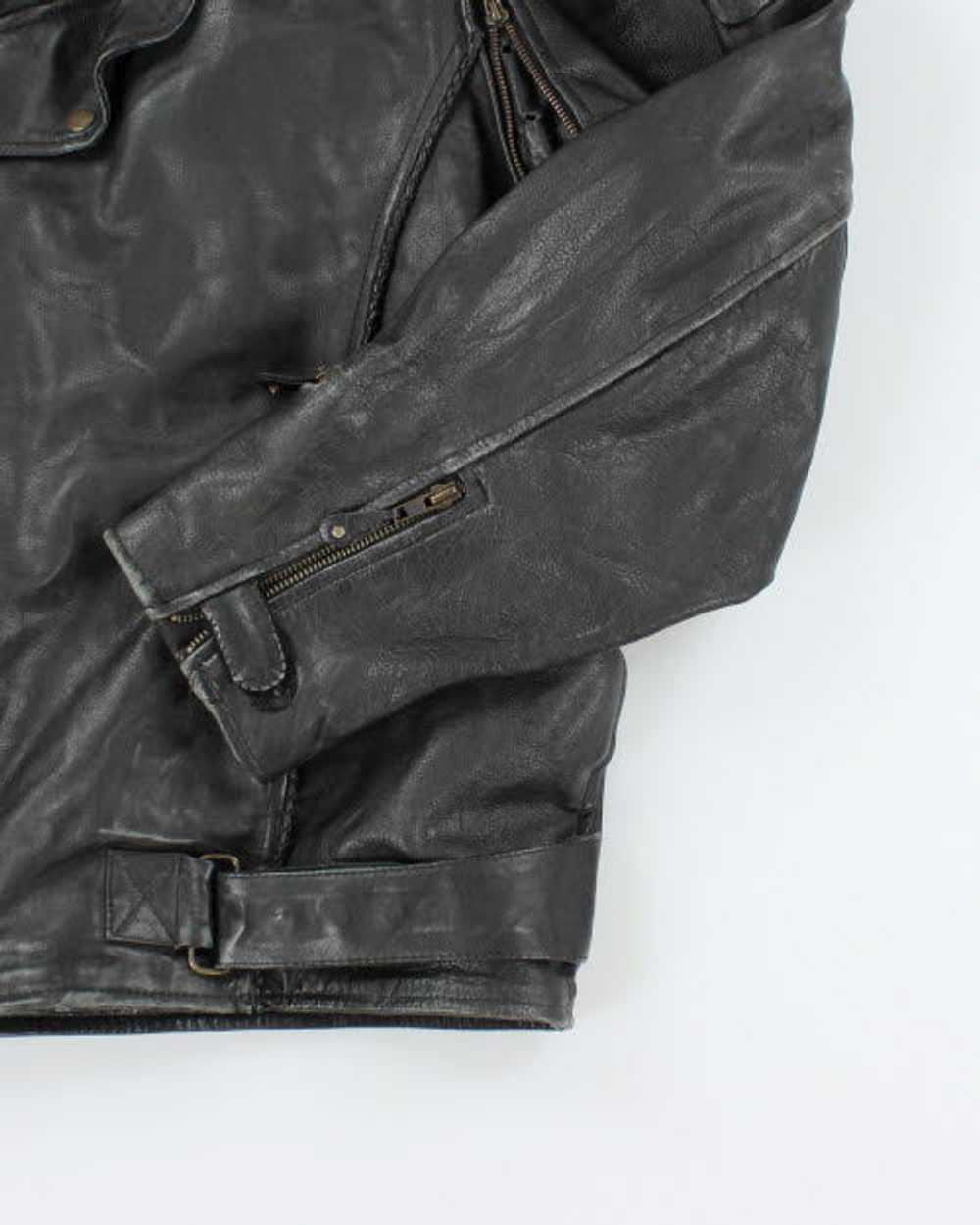 Vintage 90's Oversized Heavyweight Leather Biker … - image 5